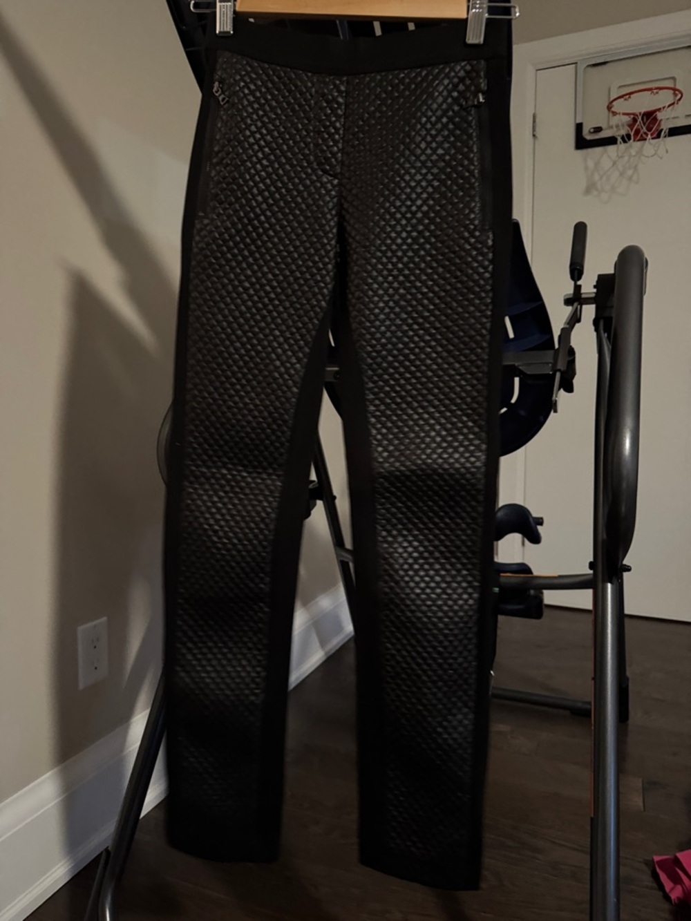 BCBGMaxAzria Black Quilted Skinny Pants